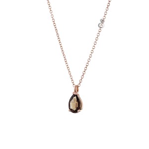 Κολιέ Μονόπετρο με smoke quartz KL0173